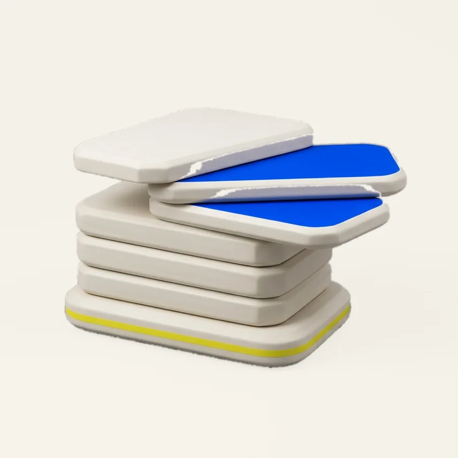 A stack of slabs with the top two sliding off